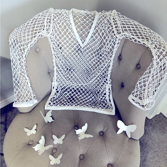 White Luli Fama - Netted Mesh Cover Up - Picture 3 of 10